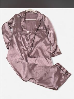 Satin Two-Piece Pajama Set in purple